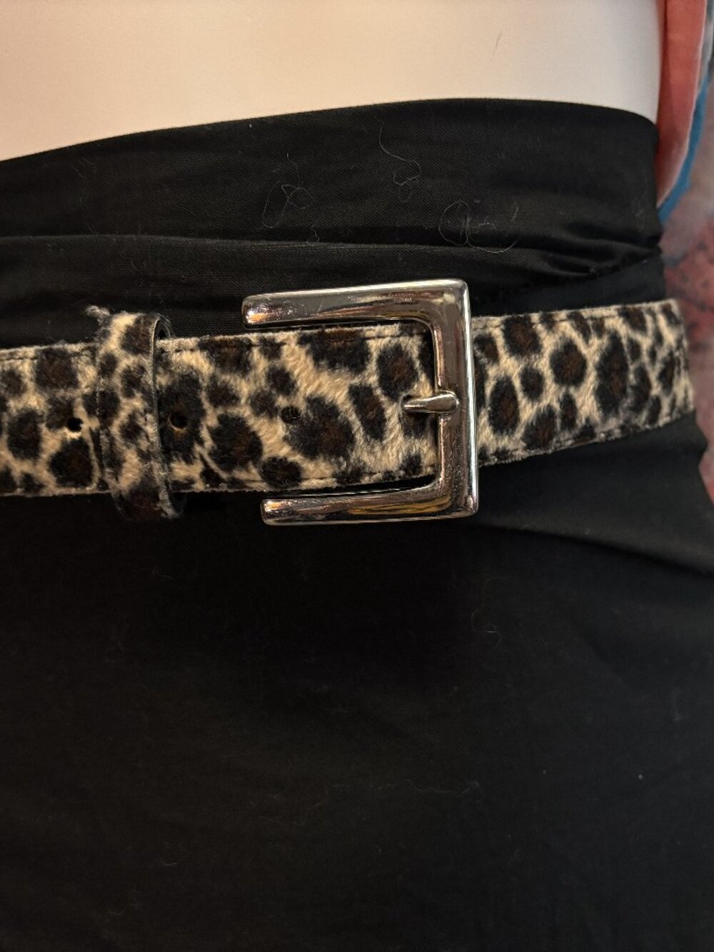 Absolutely Fresh Leopard Print Belt Womens Medium Faux Fur Animal Print